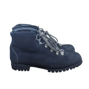Vintage Vasque Navy suede Womens Hiking Boots Vibram Sole Lace Up Outdoor Sz 6.5